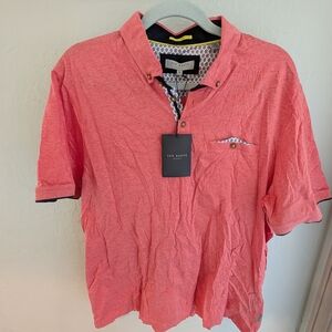 Ted Baker London Coral Polo Shirt NWT Contrast Trim Short Sleeve